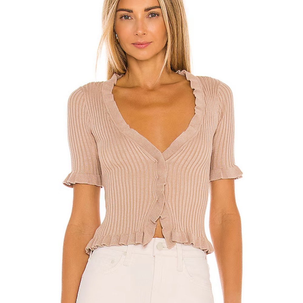 Lovers and Friends - Carissa Ruffle Sweater in Nude - Small